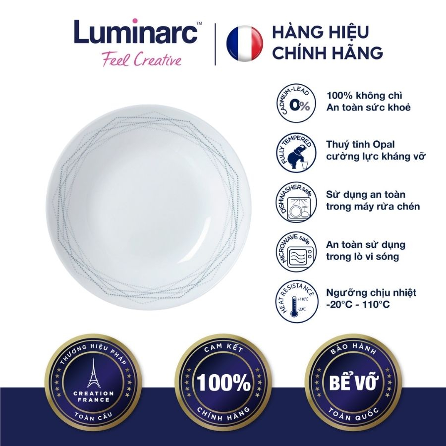 Bộ 6 Đĩa Sâu Thuỷ Tinh Luminarc Diwali Marble 20cm- LUDIP3762