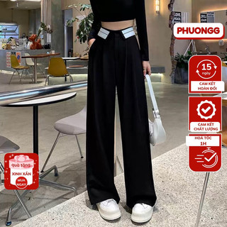 Quần culottes ống suông sớ cạp trắng PHUONGG chất ruby Hàn loại 1 cạp cao cực hack dáng đủ size