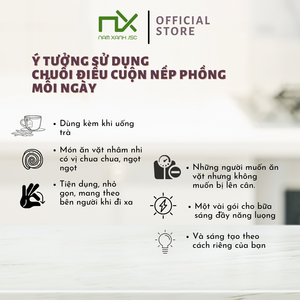 Nam Xanh Chuối điều cuộn nếp phồng túi 40g