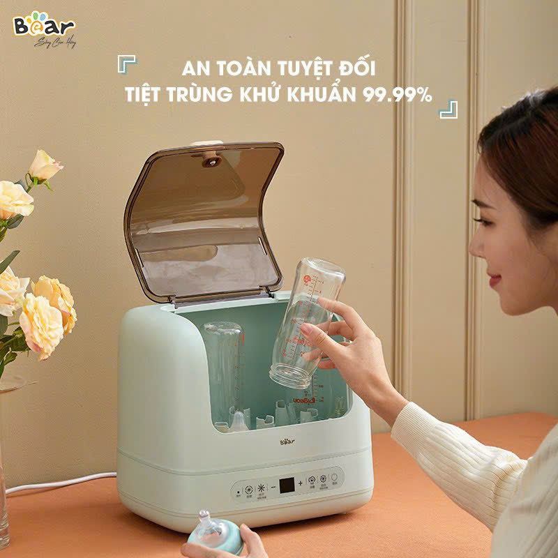 Máy Tiệt Trùng Bình Sữa Sấy Khô Bear SB-MTT17 10L Khử Trùng Đa Dụng Cụ Bình Sữa Núm Ti Giả Gặm Nướu Bát Đũa Của Bé