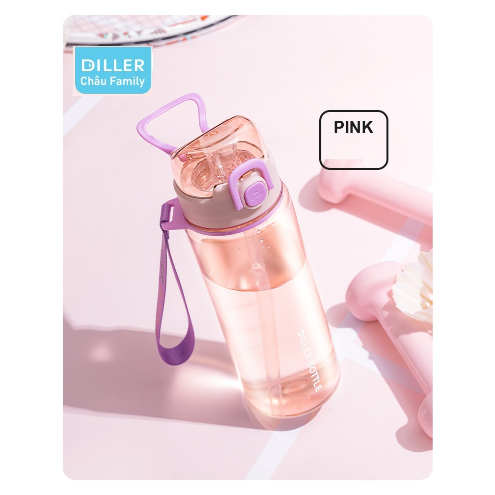 Bình nước học sinh cao cấp Diller - Hàng chính hãng - Có nắp chống tràn - Bình nước cho người chơi t