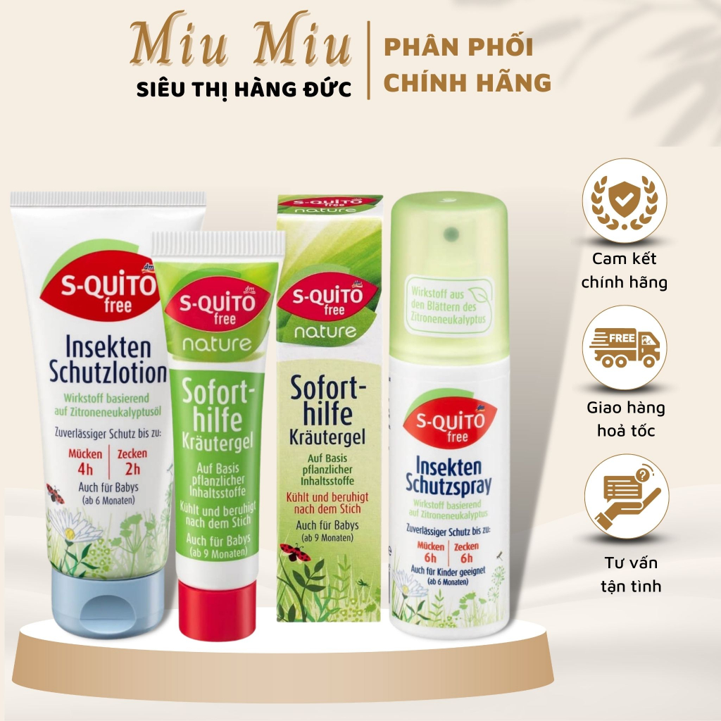 Kem bôi - Xịt chống muỗi và côn trùng cắn. Kem bôi giảm sưng, ngứa. Dùng được cho trẻ sơ sinh, trẻ em và người lớn, hàng