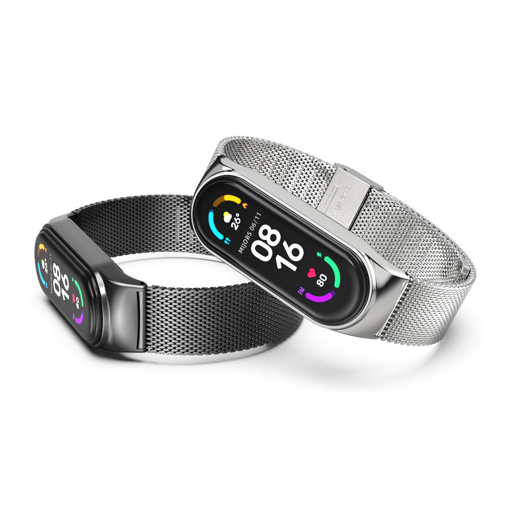 Dây đeo đồng hồ thông minh bằng kim loại cho Xiaomi mi band 3 4 5 6 7