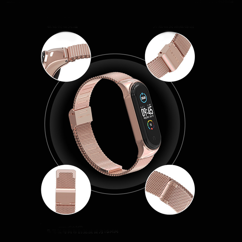 Dây đeo đồng hồ thông minh bằng kim loại cho Xiaomi mi band 3 4 5 6 7