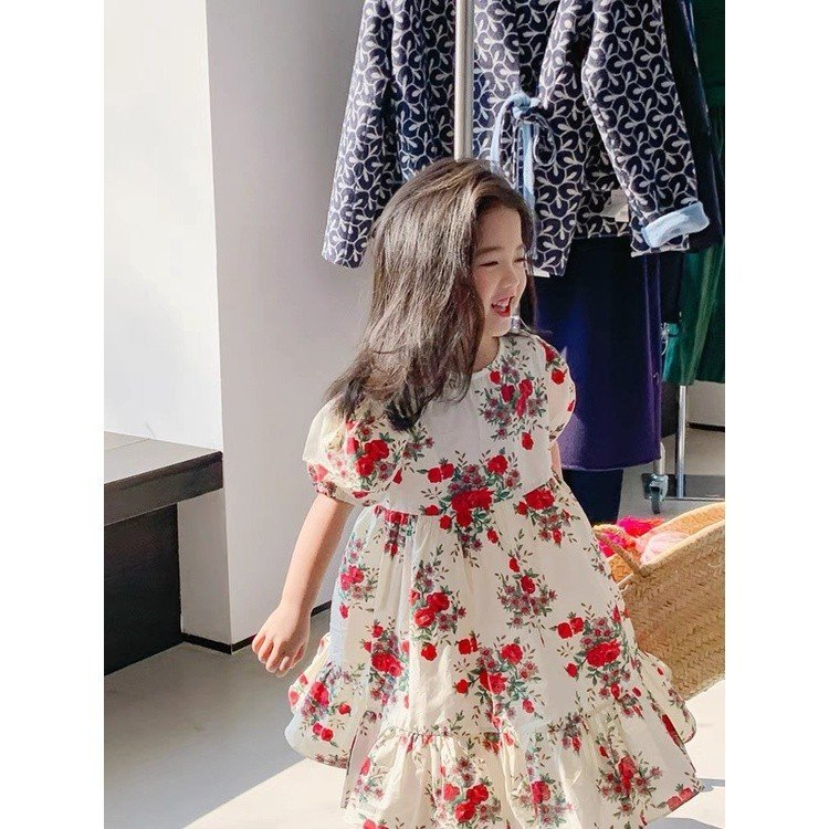 Đầm Cho Bé Gái The Pig , Hoạ Tiết Hoa Hồng Cực xinh.Chất Thô Cotton Mềm Mịn, Thoáng Mát, Thấm Hút Mồ Hôi Tốt