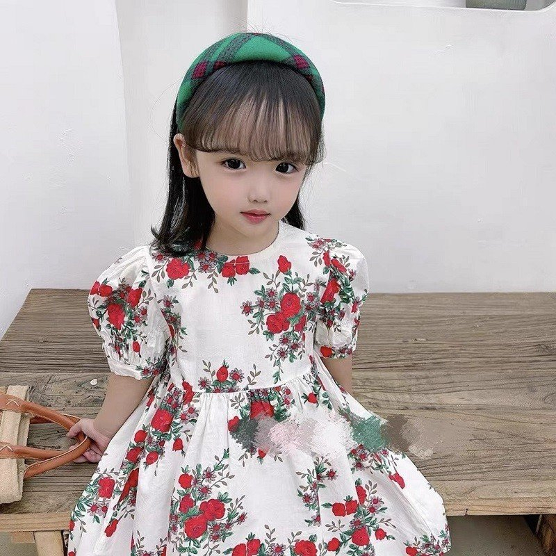 Đầm Cho Bé Gái The Pig , Hoạ Tiết Hoa Hồng Cực xinh.Chất Thô Cotton Mềm Mịn, Thoáng Mát, Thấm Hút Mồ Hôi Tốt