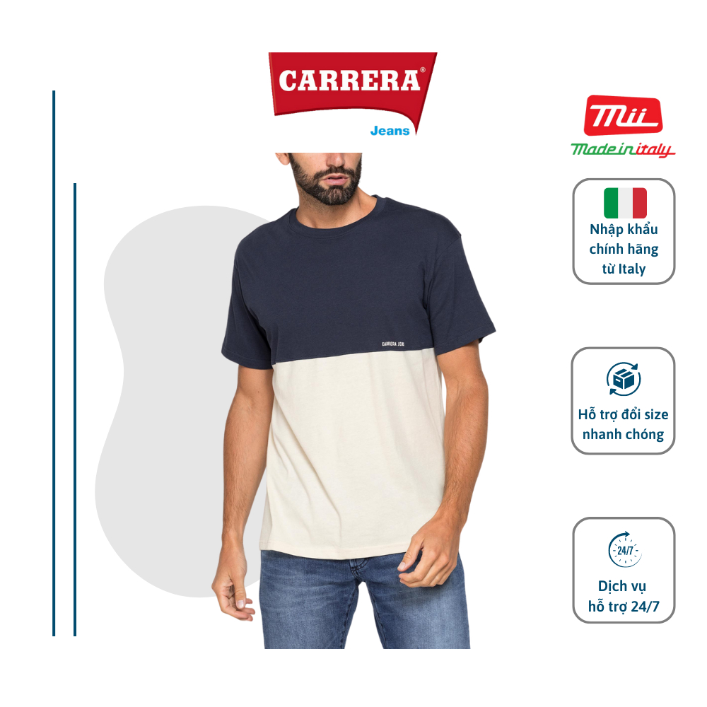 Áo Thun Phông Cộc Tay Nam Basic Cao Cấp CARRERA JEANS Regular Fit Cotton - Nhập Khẩu Chính Hãng Từ Ý_802B0045X
