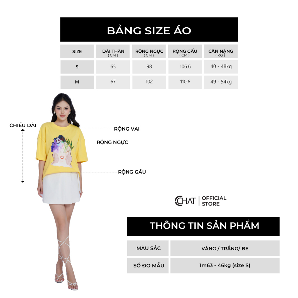 Áo Thun 𝐂𝐂𝐇𝐀𝐓 T-shirt In Hình Họa Tiết Chất Vải Cao Cấp Mềm Mịn Thoáng Mát 93TNY6006SH