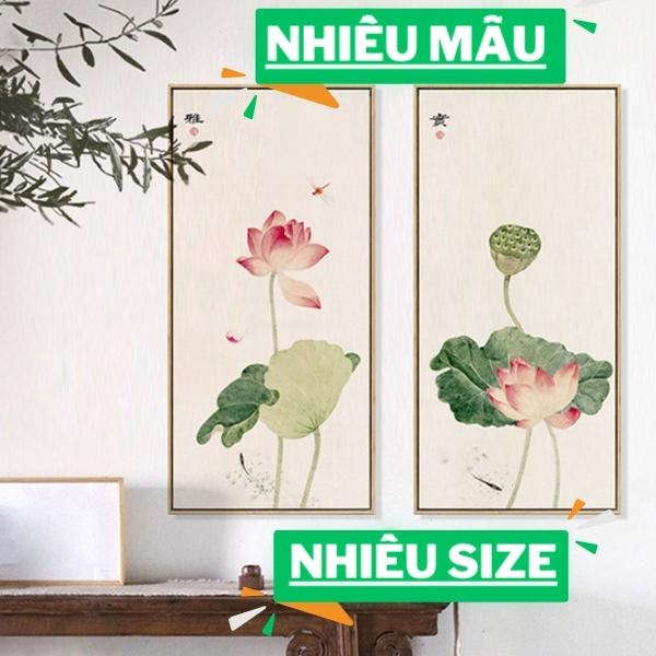 Tranh hoa sen treo tường nhiều mẫu cực đẹp chất liệu vải canvas nhập khẩu trang trí không gian nhà cửa phòng trà