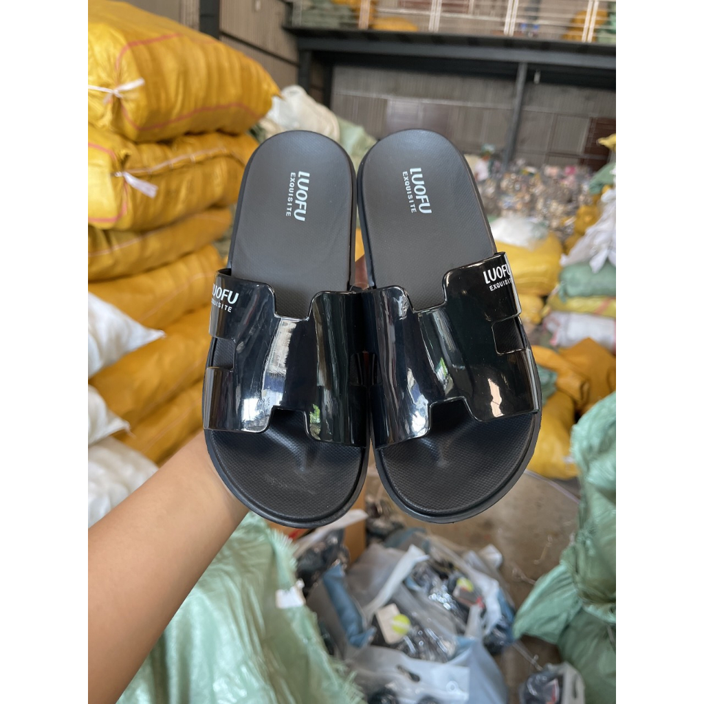 Dép lê nữ LUOFU 3 quai chéo - Nhựa PVC mềm siêu êm E7185