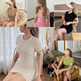 Đầm gân body ngắn xinh ôm eo da2023