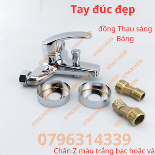 Củ sen tắm nóng lạnh đồng thau mạ crom bóng sáng ảnh thật