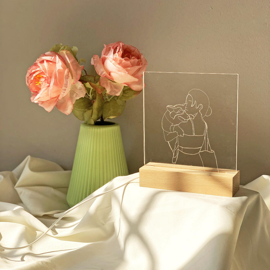 Đèn Khắc Hình Đôi Theo Yêu Cầu, Đèn Ngủ Led 3D Trang Trí Decor Phòng, Quà tặng đám cưới, tình yêu, sinh nhật