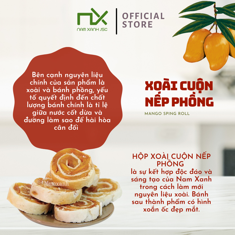 Nam Xanh Xoài Cuộn Nếp Phồng túi 40g