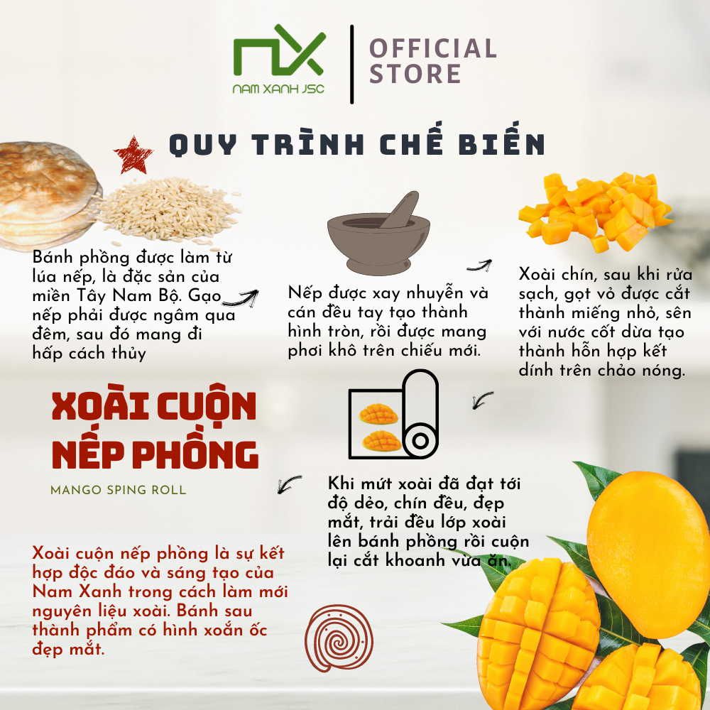 Nam Xanh Xoài Cuộn Nếp Phồng túi 40g