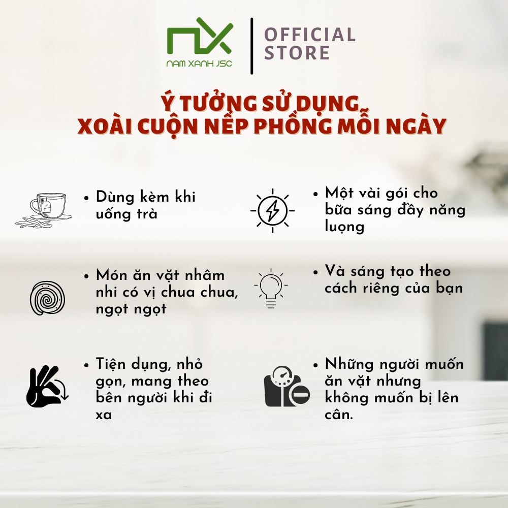 Nam Xanh Xoài Cuộn Nếp Phồng túi 40g