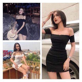 Đầm váy body trễ vai tay ngắn (Kèm ảnh thật)
