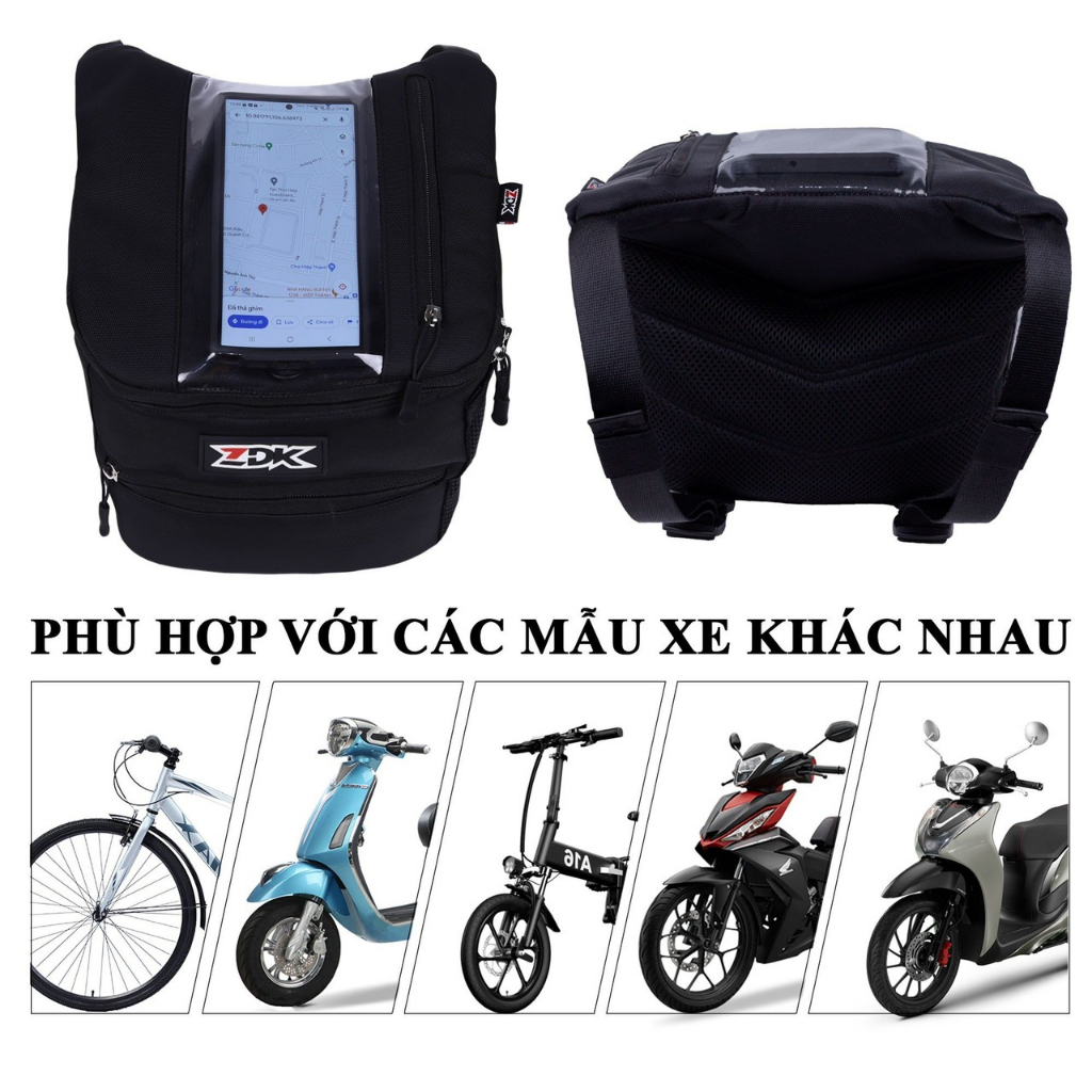 Túi Đựng Điện Thoại ZDK K2 2 Ngăn, Treo Đầu Xe Máy, Chạy Grab, Chứa Đồ