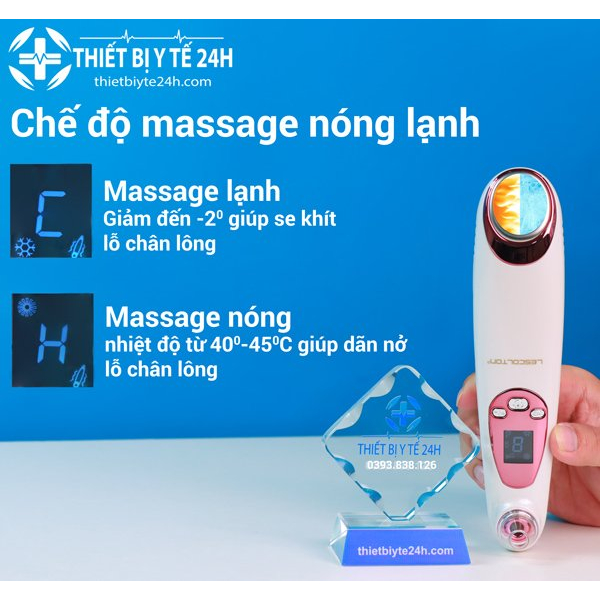 Máy hút mụn mini cầm tay cao cấp,may hut mun nóng lạnh,hút mịn cám,mụn đầu đen Lescolton