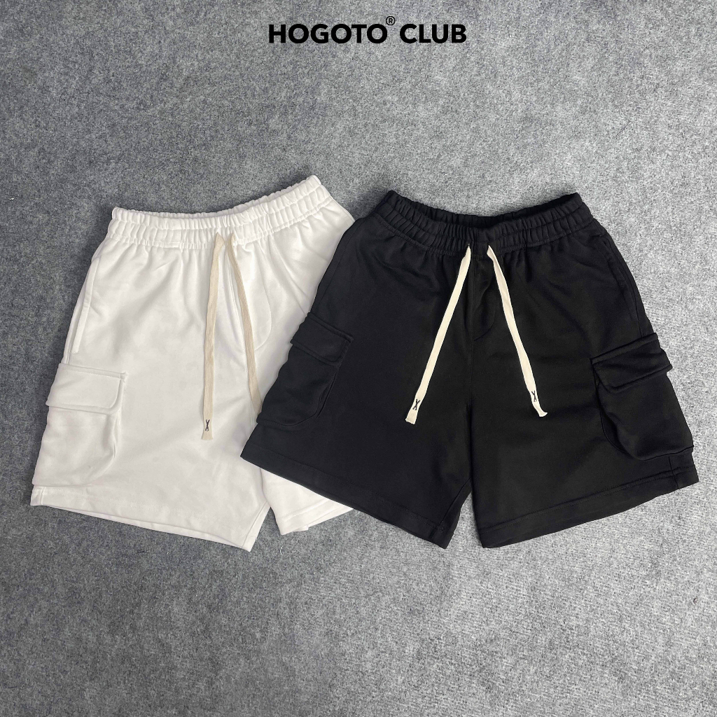 Quần short TÚI HỘP TRƠN unisex HOGOTO  nỉ da cá Hogoto club