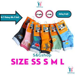 Tất chống trượt , vớ Kamekid sơ sinh, trẻ em mềm mại size SS S M L từ 3 tháng đến 8 tuổi