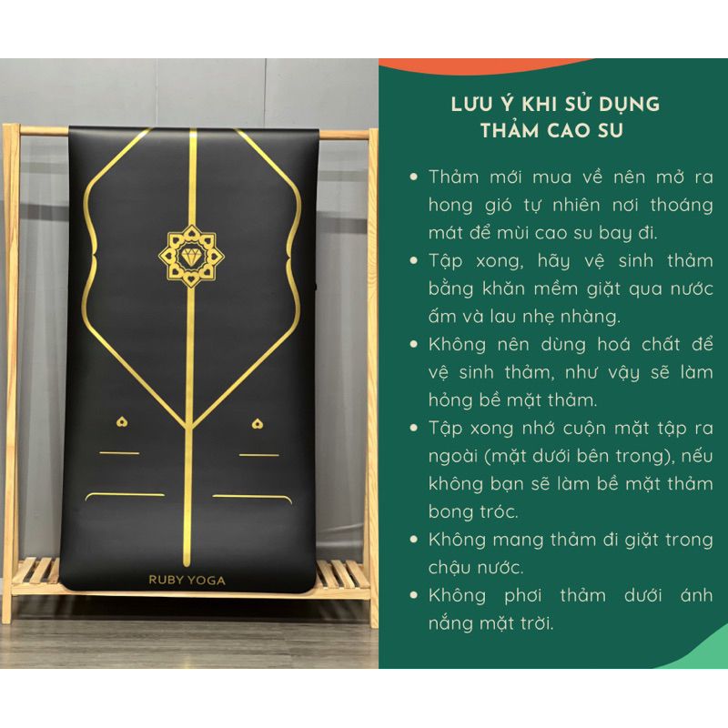 Thảm cao su Ruby yoga - Thư viện Yoga - Kích thước 183cm x 68cm x 4,5mm, Chất liệu cao su chống trơn trượt