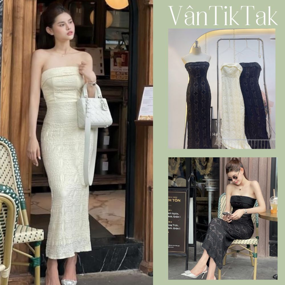 Đầm Body 2 Dây Dáng Dài Cup Ngực Ren Hở Lưng Xẻ Tà Váy Body Dự Tiệc Sang Chảnh Ôm Eo Thiết Kế Cao Cấp
