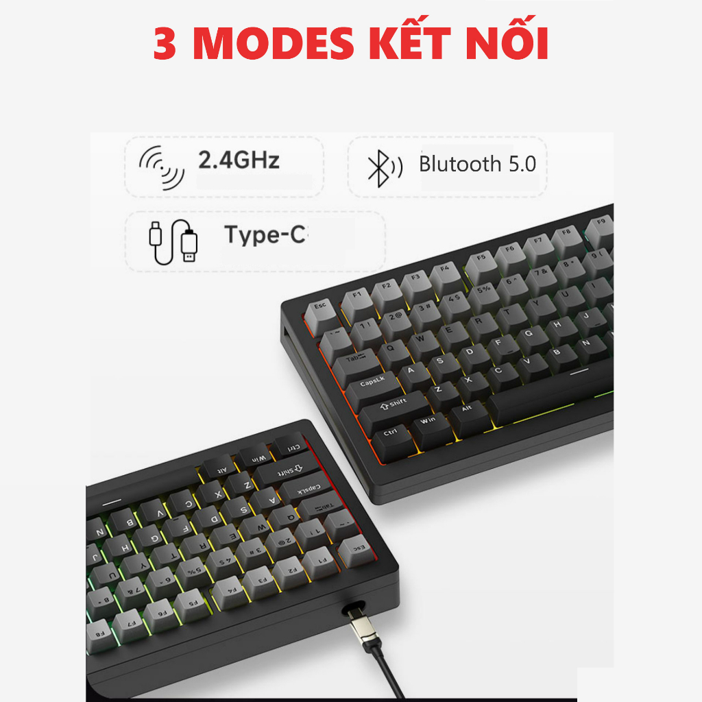 Bàn phím cơ Monsgeek M1W| M1 3mode | Case nhôm CNC | Led RGB | Không dây 3 Modes| Mạch xuôi | Hotswap | Gasket Mount