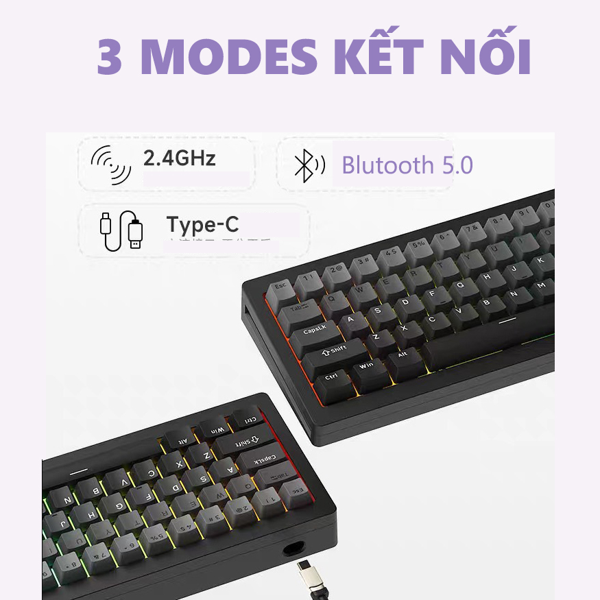 Bàn phím cơ không dây Monsgeek M7W | Case Nhôm | 3 Modes | Mạch Xuôi | Led RGB