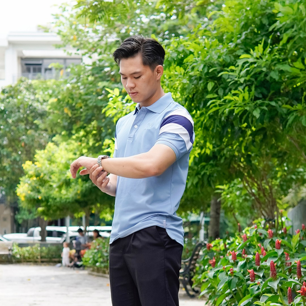 Áo polo nam Sgimstudio, áo basic polo trơn phối màu sọc vai độc đáo | Sgimstudio