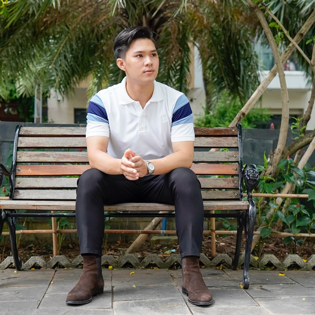 Áo polo nam Sgimstudio, áo basic polo trơn phối màu sọc vai độc đáo | Sgimstudio