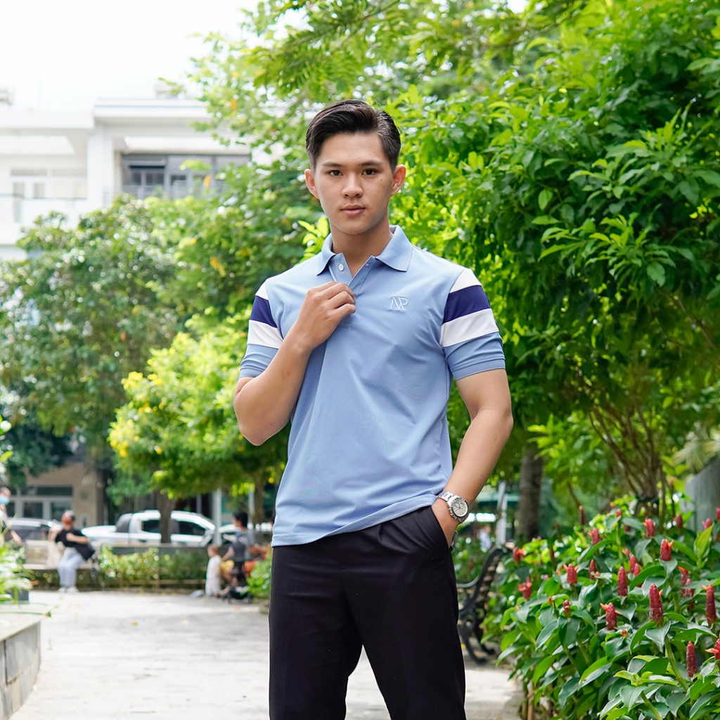 Áo polo nam Sgimstudio, áo basic polo trơn phối màu sọc vai độc đáo | Sgimstudio