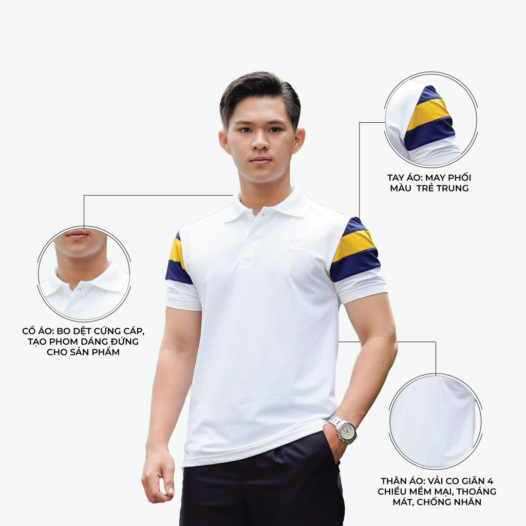 Áo polo nam Sgimstudio, áo basic polo trơn phối màu sọc vai độc đáo | Sgimstudio