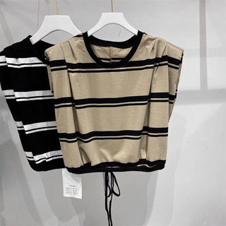 Áo thun XONXEN SHOP QUY NHƠN sát nách kẻ ngang bo eo rút dây ,chất thun mềm thấm hút mồ hôi tốt,form áo xinh cực mã t337