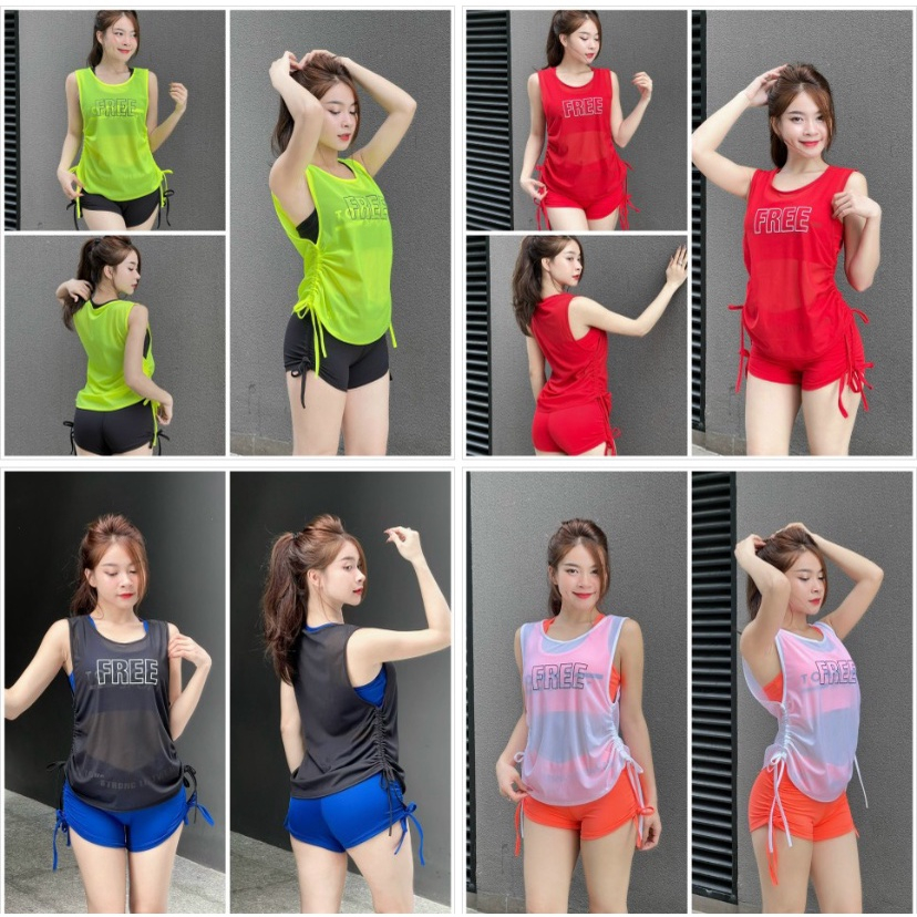 Áo tank lưới Free mặc ngoài áo bra tập gym yoga