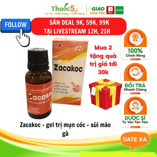 Dung Dịch Bôi Zacakoc Giúp Làm Sạch Da, Bong Vẩy Dùng Cho Mụn Cóc, Chai Sừng, Sùi Mào Gà Lọ 20ml