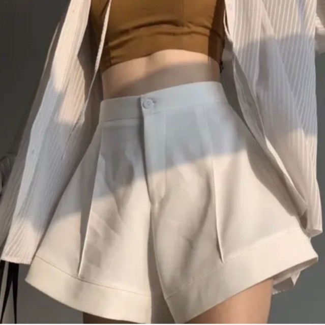Quần short nữ ống rộng quần đùi gập gấu ống rộng loe chất tuyết mưa đi chơi đi biển cạp cao lưng cao