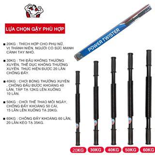 Thanh Lò Xo Titan Tập Cơ Tay Loại 20kg, 30kg, 40kg, 50kg, 60kg