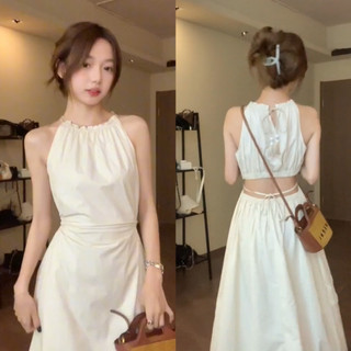 Váy cổ yếm chiết eo dáng dài, váy dài hở lưng, váy maxi cổ yếm khoét eo đi biển, đi chơi, CÓ SẴN