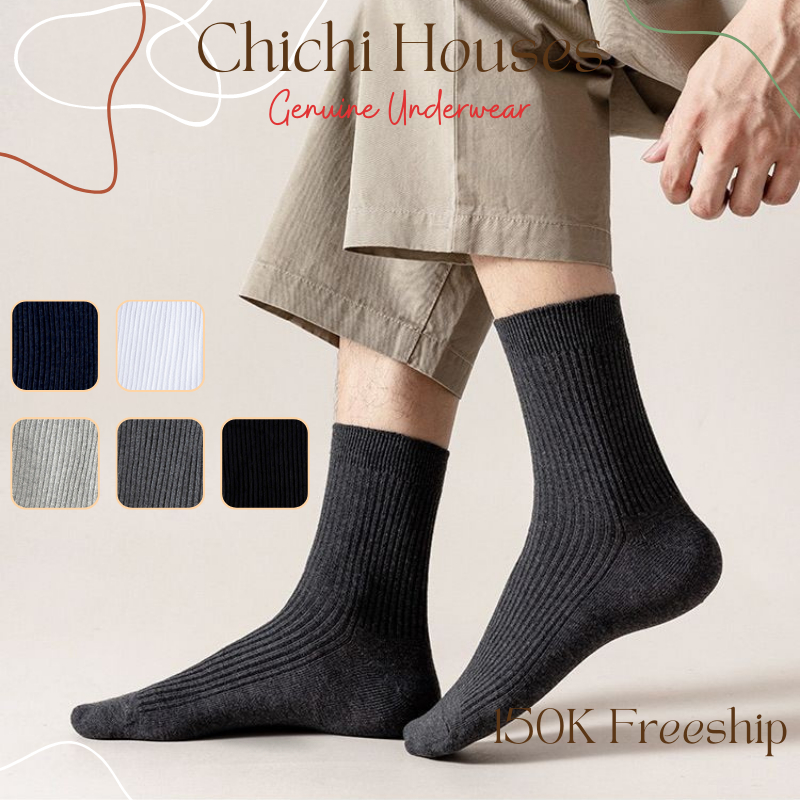 Tất cổ cao nam nữ CHICHI BRA trơn basic, chất liệu cotton mềm mại thấm hút thoáng khí - CAOTRON-FIVE-2001-1DOI