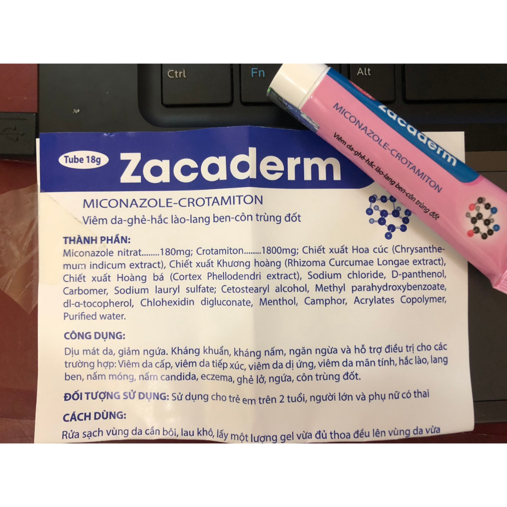 Kem bôi da Zacaderm 18g - bôi viêm da, côn trùng đốt.