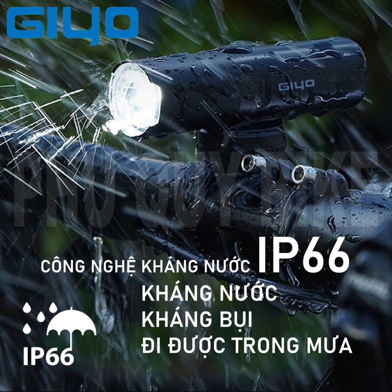 Đèn Pha Trước Xe Đạp GIYO Độ Sáng 400 / 800 / 1200 / 1500LUMEN Chống Nước Sạc TypeC