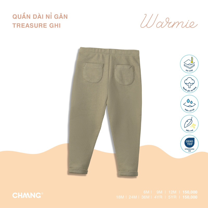 Chaang quần dài nỉ gân cho bé gái Treasure AW2023D09