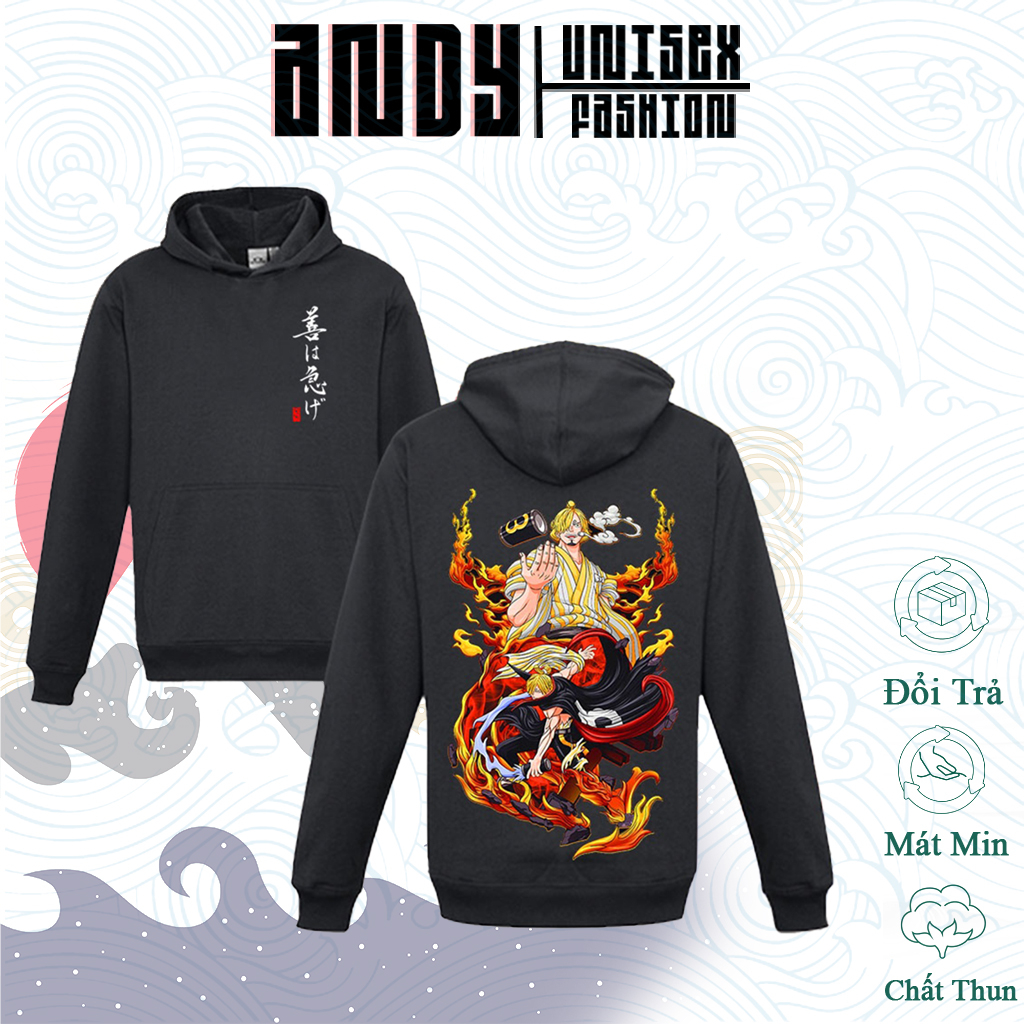 Hoodie One Piece in hình Luffy Gear 5 - ACE - Zoro - Sanji, Áo chất nỉ dày dặn ấm áp cực ngầu