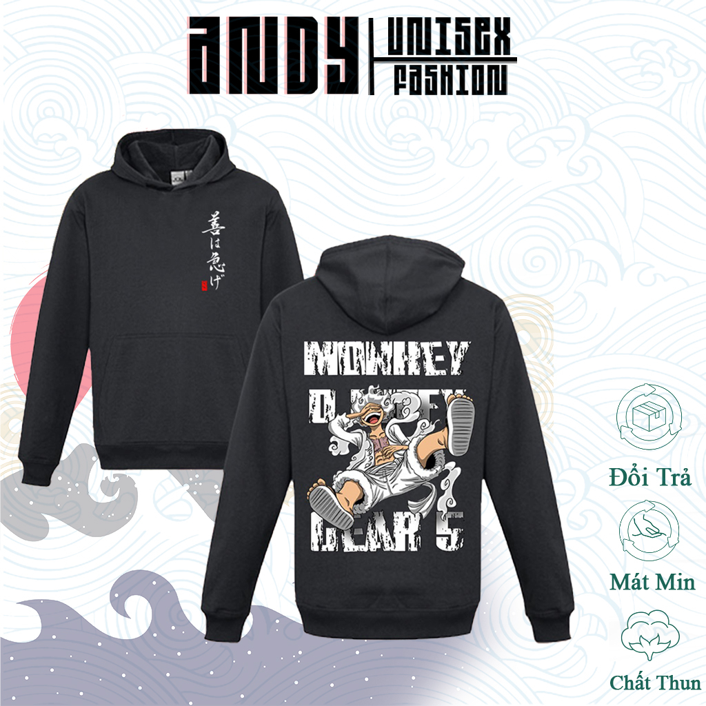 Hoodie One Piece in hình Luffy Gear 5 - ACE - Zoro - Sanji, Áo chất nỉ dày dặn ấm áp cực ngầu