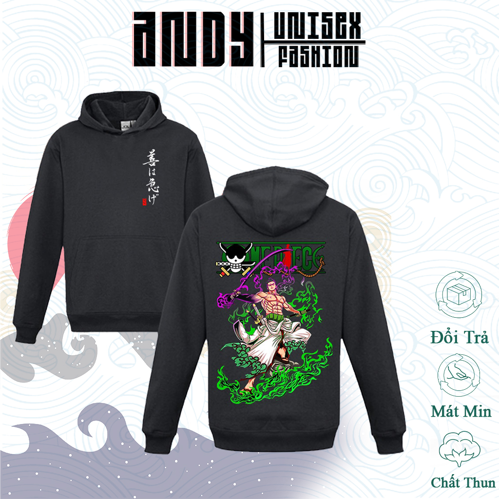 Hoodie One Piece in hình Luffy Gear 5 - ACE - Zoro - Sanji, Áo chất nỉ dày dặn ấm áp cực ngầu