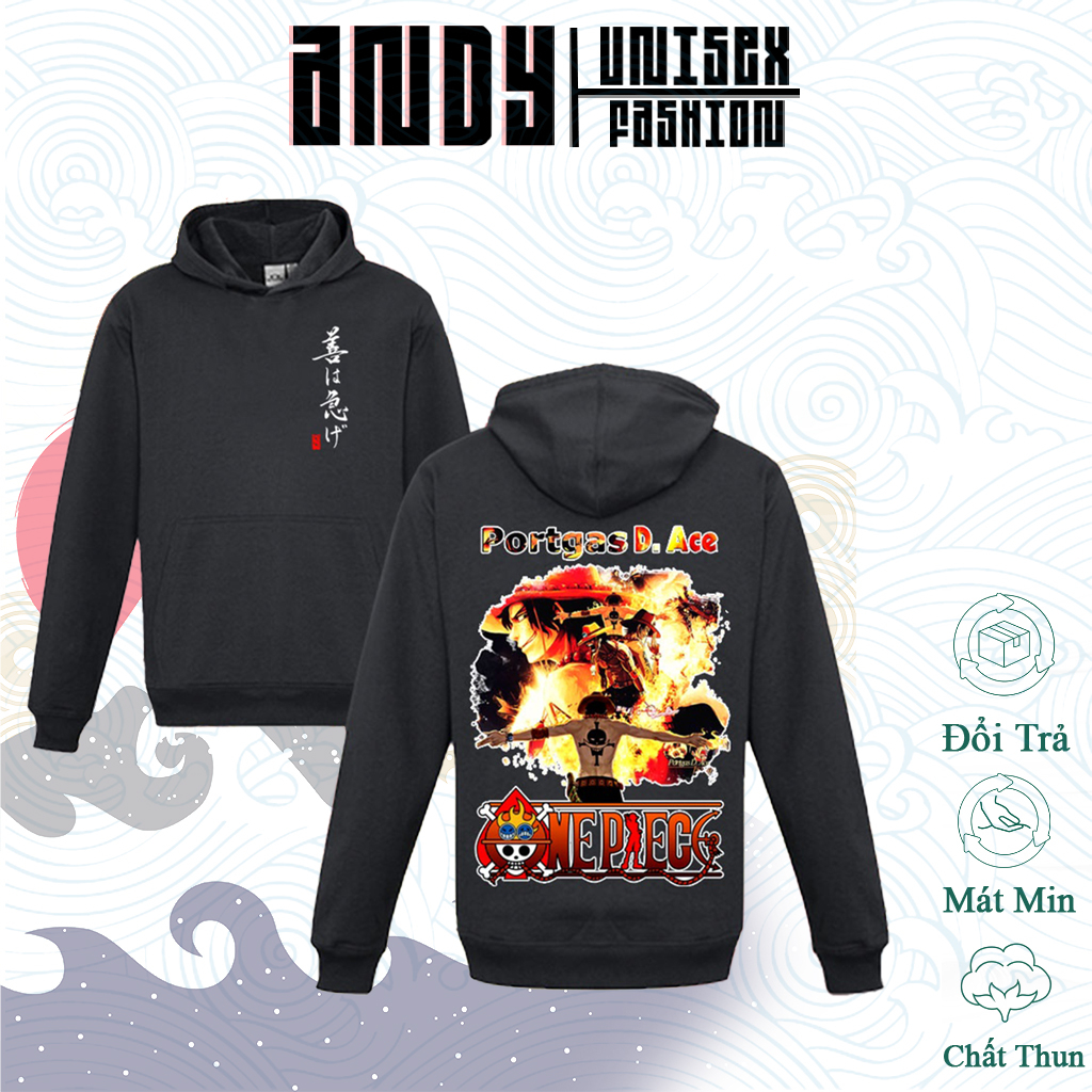 Hoodie One Piece in hình Luffy Gear 5 - ACE - Zoro - Sanji, Áo chất nỉ dày dặn ấm áp cực ngầu