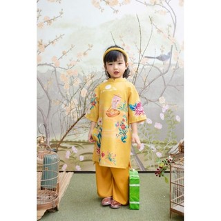 Set áo dài cho bé 💝FREESHIP💝 Áo dài bé gái in hoa siêu xinh