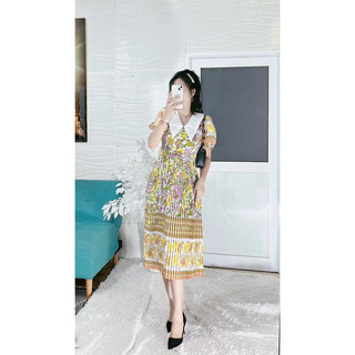 Đầm cổ sen nhọn dập li