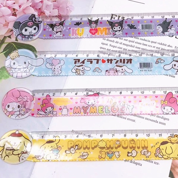 Thước nhân vật Sanrio 15cm My Melody, Kuromi, Cinnamoroll, Purin.